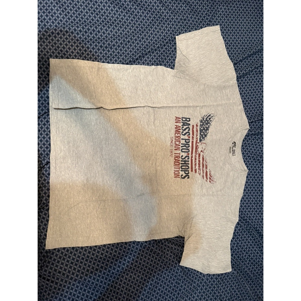 Bass Pro Shops T-Shirt American Hunting Fishing Gray Mens 2XL